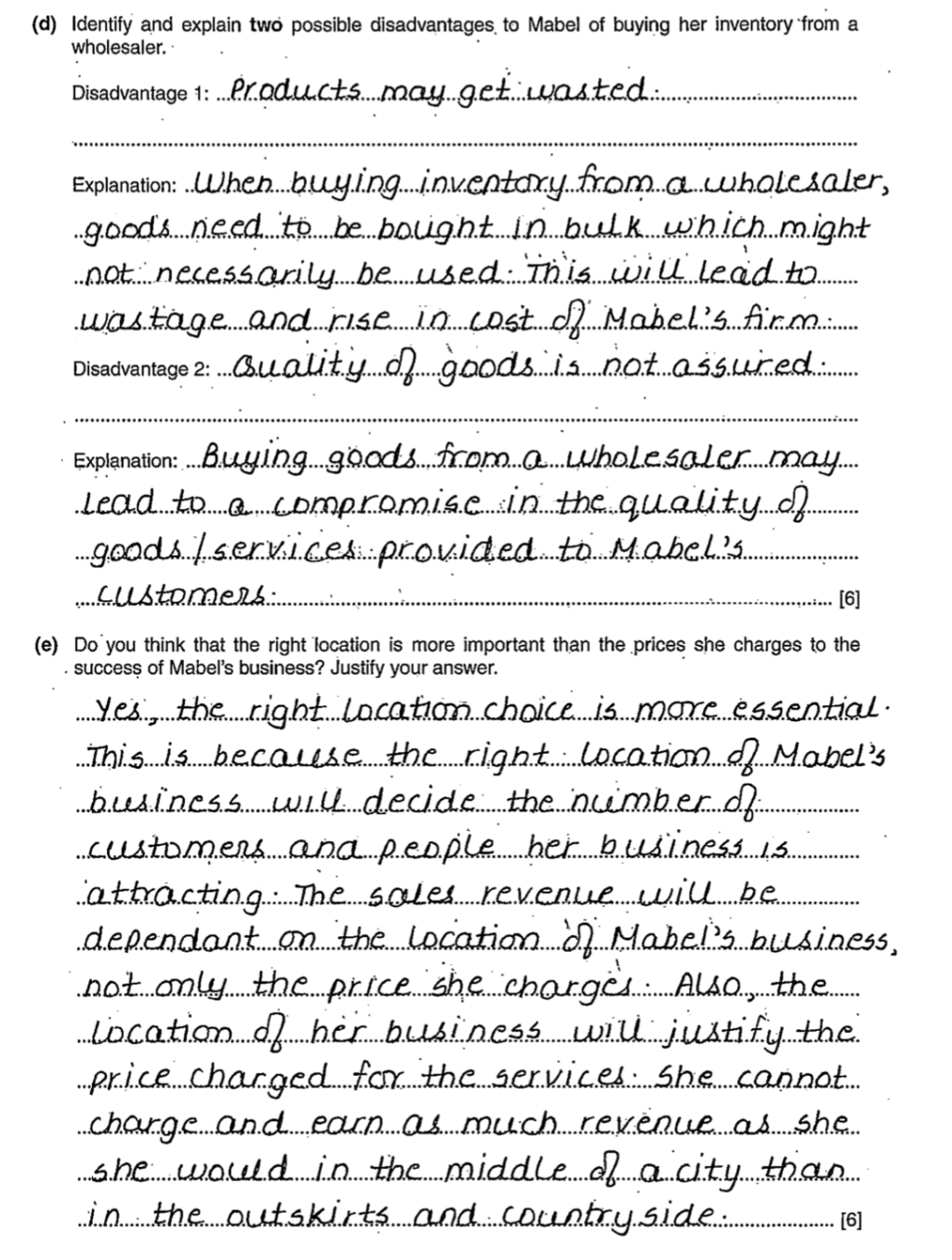 ECR Paper 1 Business Studies 0450